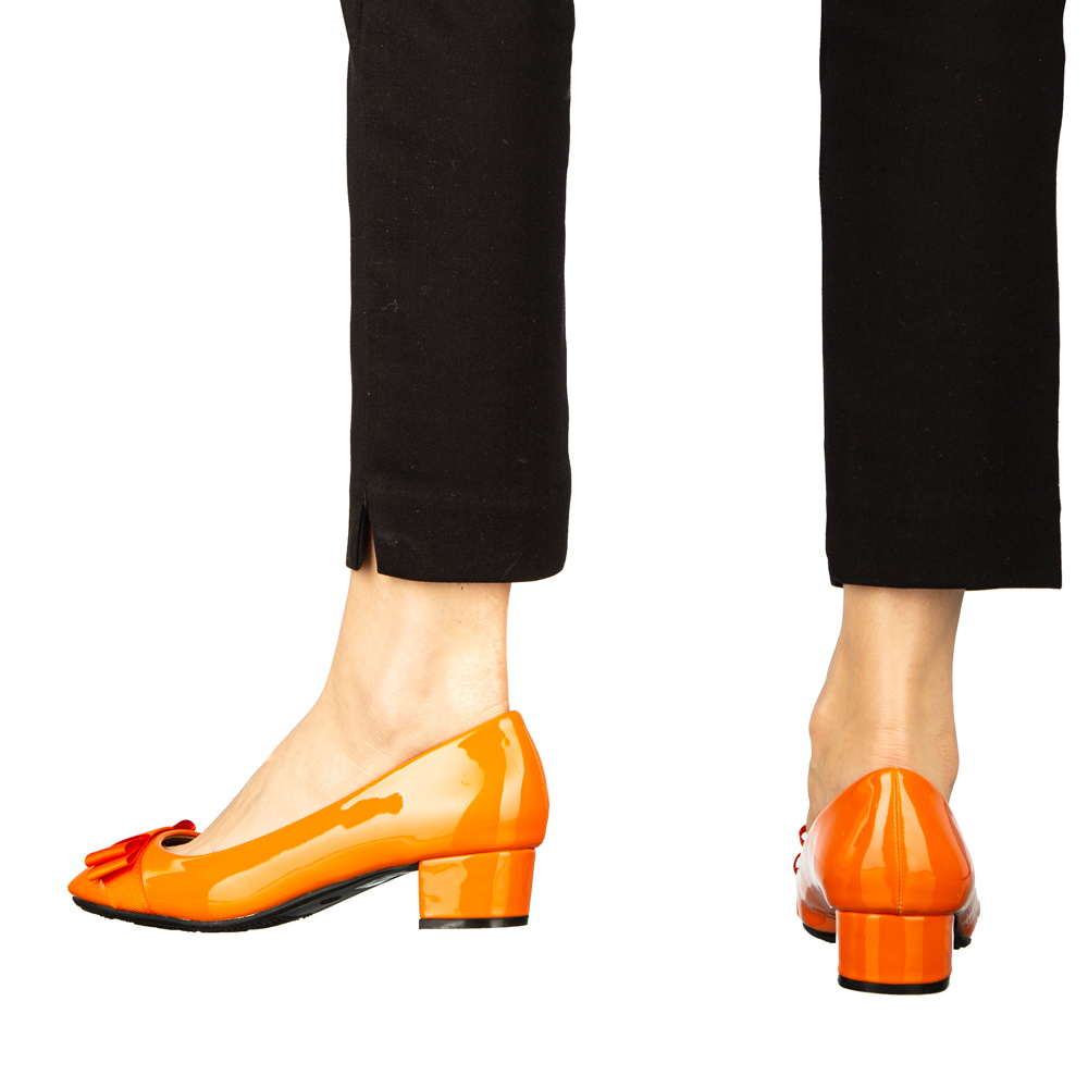 Pantofi dama cu toc portocalii din piele ecologica Turni, 4 - Kalapod.net